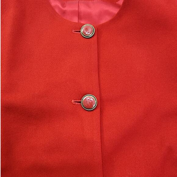 Vintage Pendleton Wool Collarless Fitted Blazer Jacket Size 12 Red Office Career - Picture 2 of 10